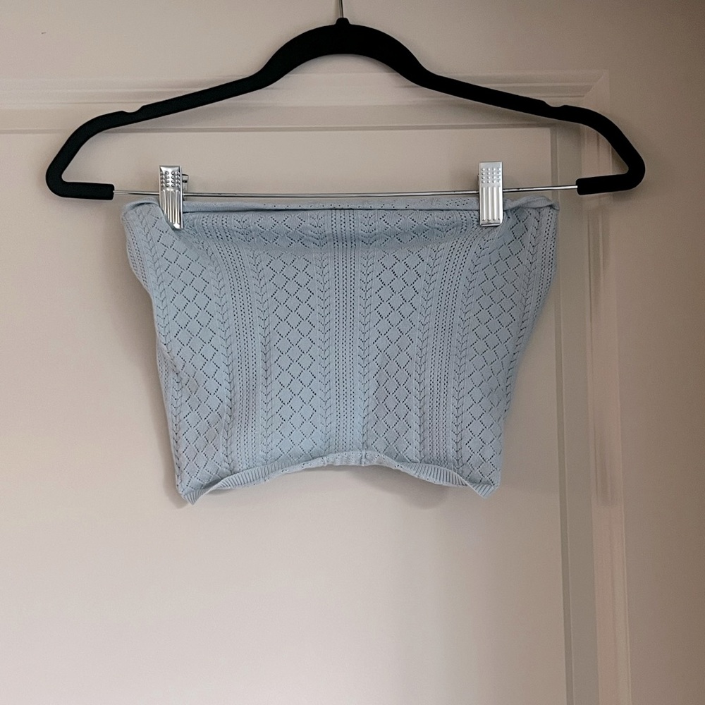 Aritzia Little Moon Knit Tube Top Light Blue Size S